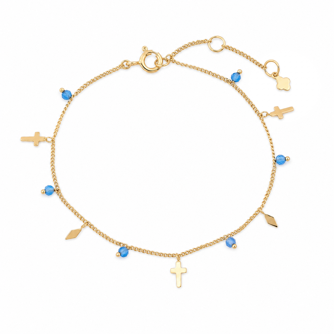 Armband "Milagro" mit blauem Chalcedon, vergoldetes Sterling Silber