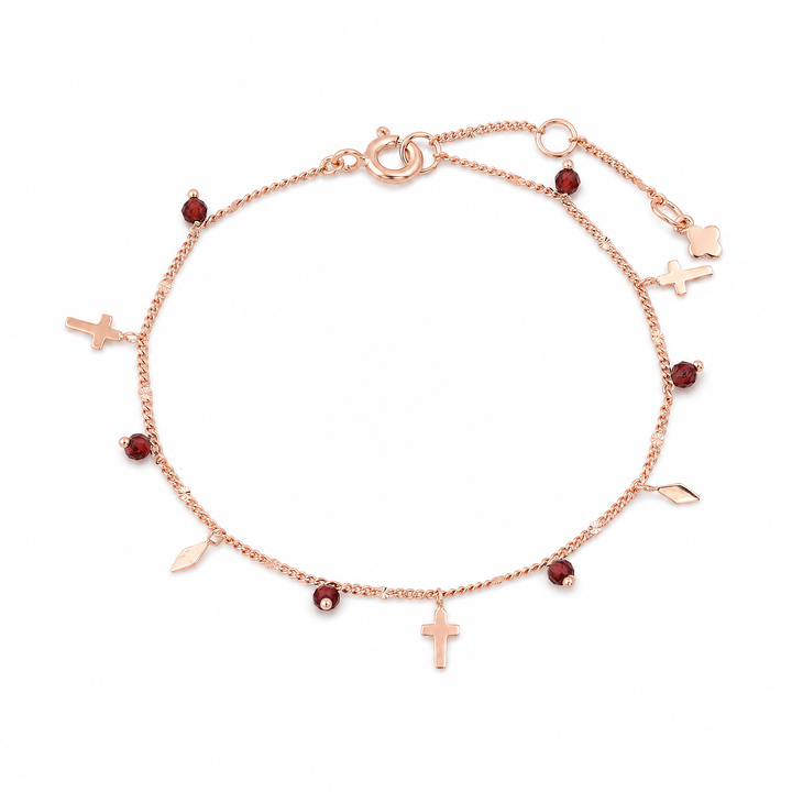 Armband "Milagro" mit Granat, rosévergoldetes Sterling Silber