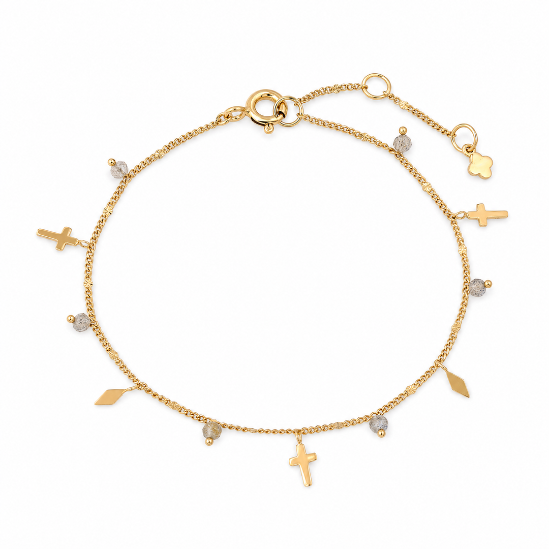 Armband "Milagro" mit Labradorit, vergoldetes Sterling Silber