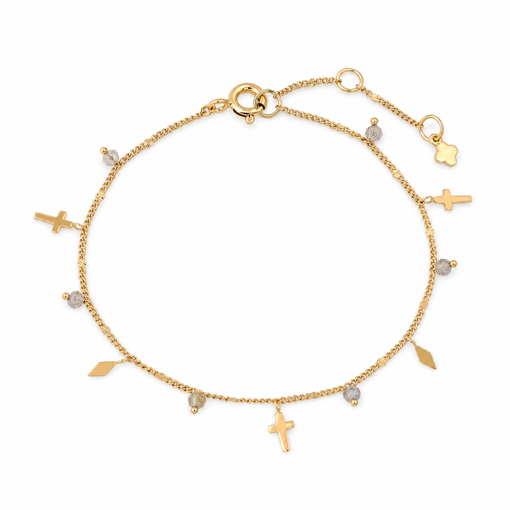Armband "Milagro" mit Labradorit, vergoldetes Sterling Silber