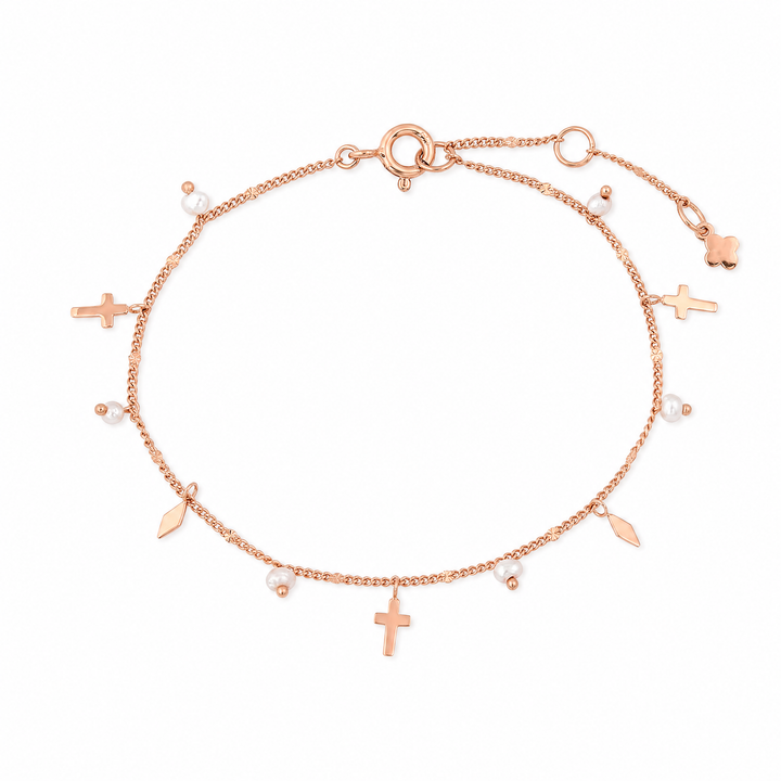 Armband "Milagro" mit weißen Perlen, rosévergoldetes Sterling Silber