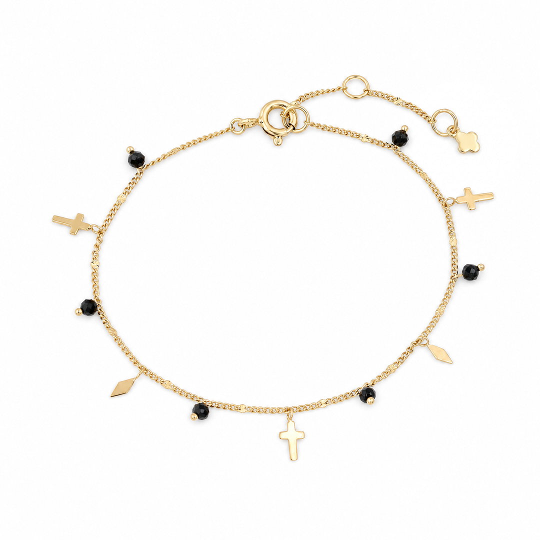 Armband "Milagro" mit schwarzem Spinell, vergoldetes Sterling Silber