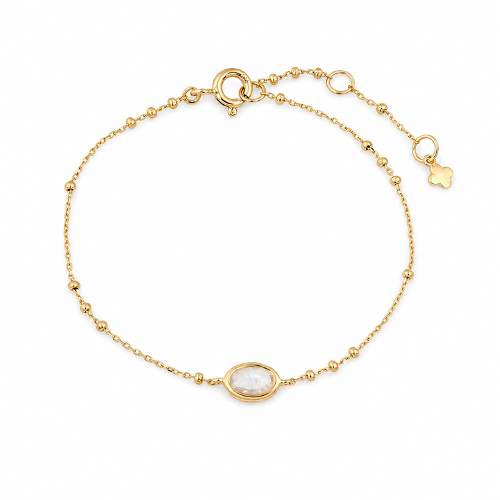 Armband "Tesoro" mit Regenbogen-Mondstein, vergoldetes Sterling Silber