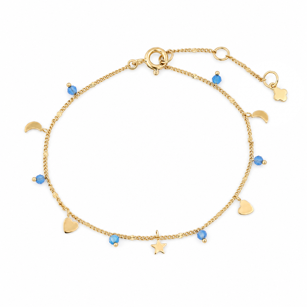 Armband "Cielo" mit blauem Chalcedon, vergoldetes Sterling Silber