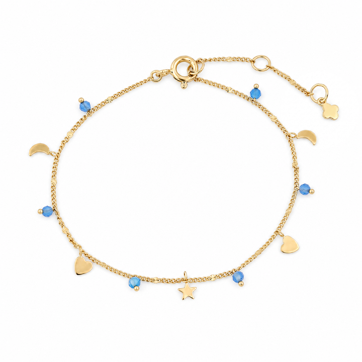 Armband "Cielo" mit blauem Chalcedon, vergoldetes Sterling Silber