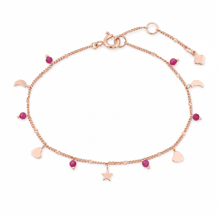 Armband "Cielo" mit synthetischem Rubin, rosévergoldetes Sterling Silber