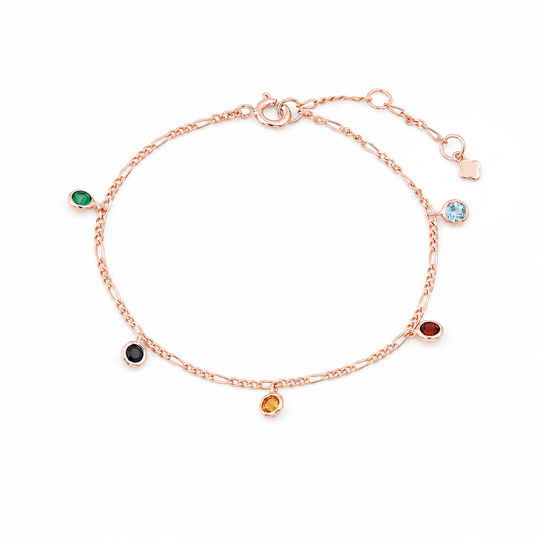 Armband „Marisol“ mit buntem Edelstein-Mix, Sterling Silber rosévergoldet