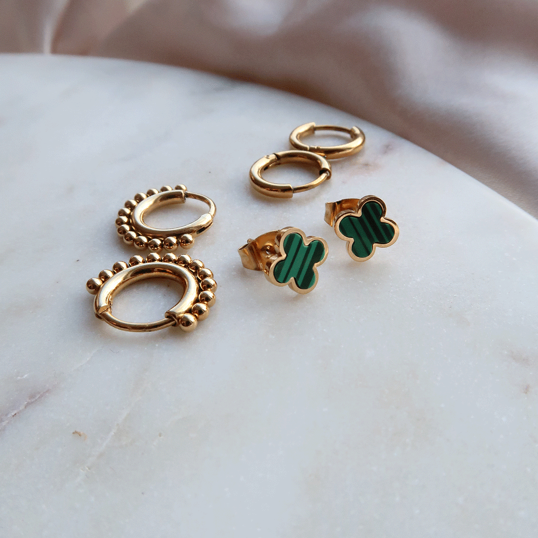 Stud earrings "Green Clover"