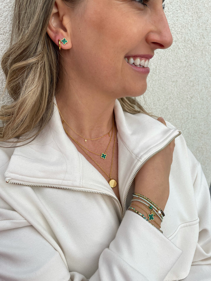 Stud earrings "Green Clover"